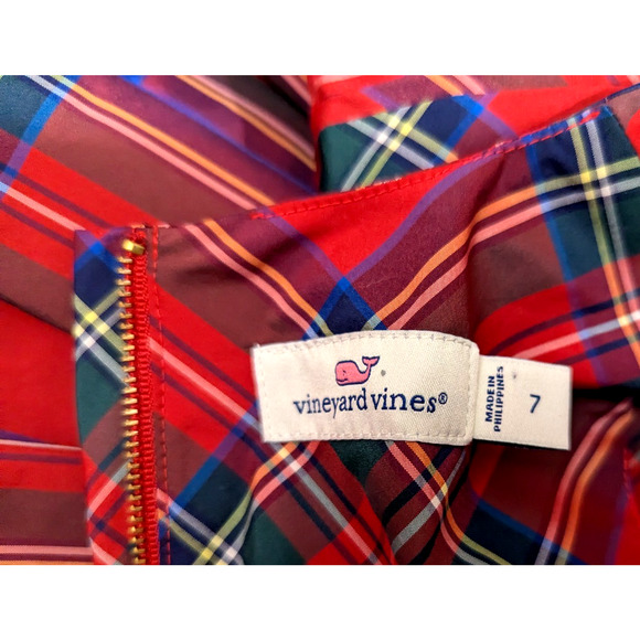 Vineyard Vines Red Plaid Kids Casual Dress - Picture 5 of 6